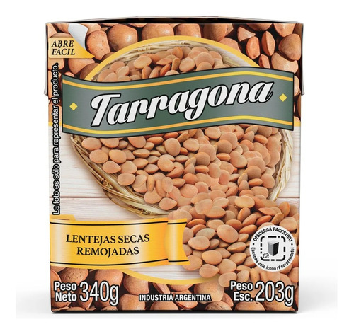 Caja De Lentejas Secas Tarragona Remojadas 340g