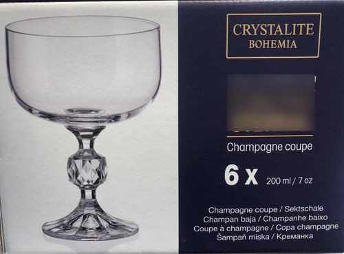 Copa X 6 Cristal Bohemia Modelo Claudia 200 Ml  Bc071