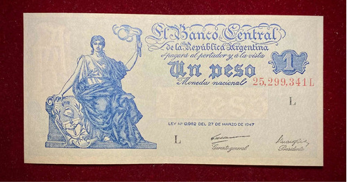 Billete 1 Peso Progreso 1948 Bottero 1835