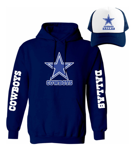 Kit Sudadera + Gorra Sublimada Mod Nfl Dallas Cowboys