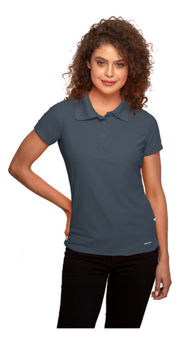 Blue & White Playera Tipo Polo Tela Refrescante | Dama