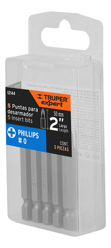 Puntas De Cruz Ph0 Largo 2'' Zanco 1/4'' 5pz Truper 12144