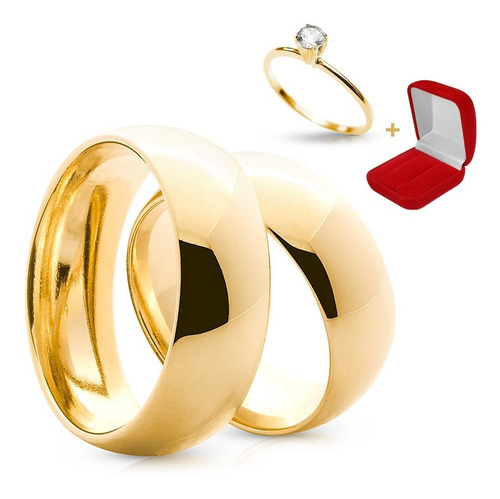 Lindo Par Alianças Banhada Ouro 24k Com Zirconia