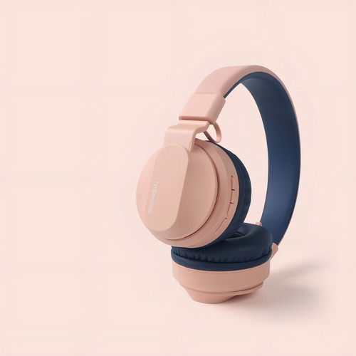 Fone de ouvido Bluetooth com limitador de volume para crianças rosa