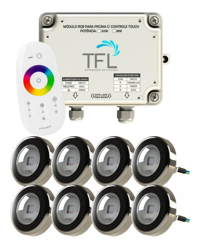 Kit Led Pisicina - Contr Touch 81w + 8 Leds Rgb 9w Tholz