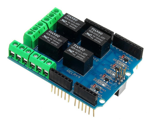 Shield 4 Relevadores Relay Mega Uno Compatible Con Arduino