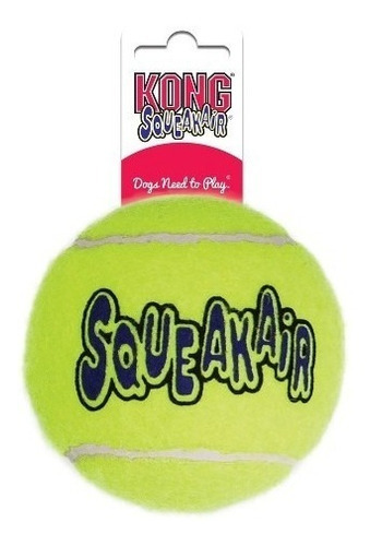 Kong Pelota Para Perro Squeakair Ball Mediana Tenis Juguete Color Amarillo