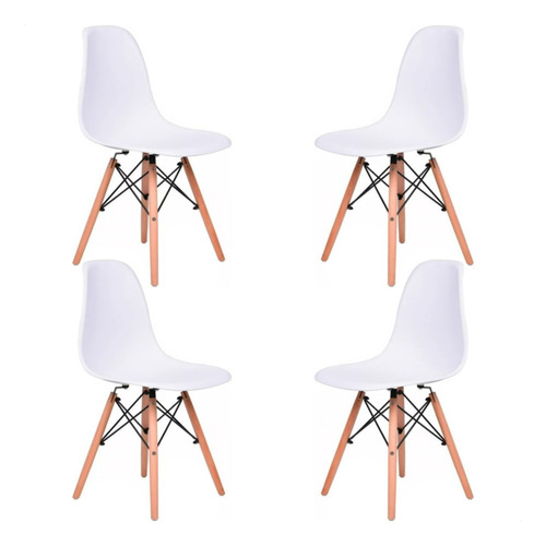 Kit 4 Cadeiras Charles Eames Eiffel Sala De Jantar Cor da estrutura da cadeira Branco