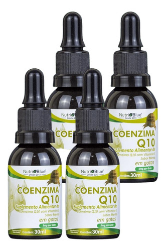 Kit 4 Suplemento Em Gotas Q10 Coenzima 30ml