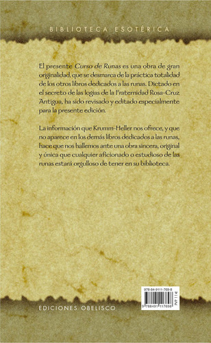 Curso de runas, de Krumm-Heller, Arnold. Biblioteca Esotérica Editorial Ediciones Obelisco, tapa dura en español, 2022