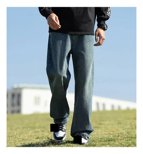 Bolso Jeans Pantalón Ancho Corte Recto Carpintero Unisex