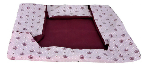 Capa Para Cama Pet M 60x60cm (não Acompanha Os Enchimentos) Cor Vinho Coroa