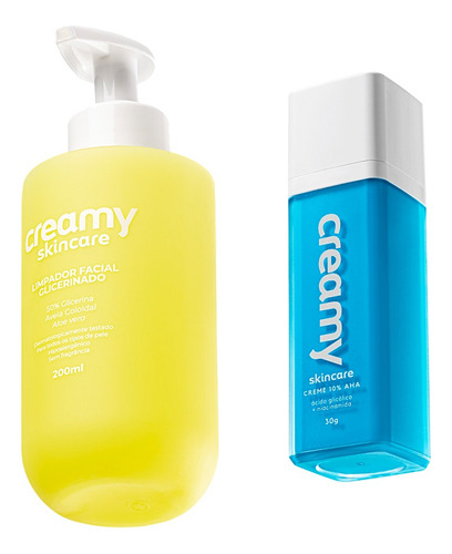 Kit 2x1 Creamy Limpador Glicerinado + Ácido Glicólico Vegano