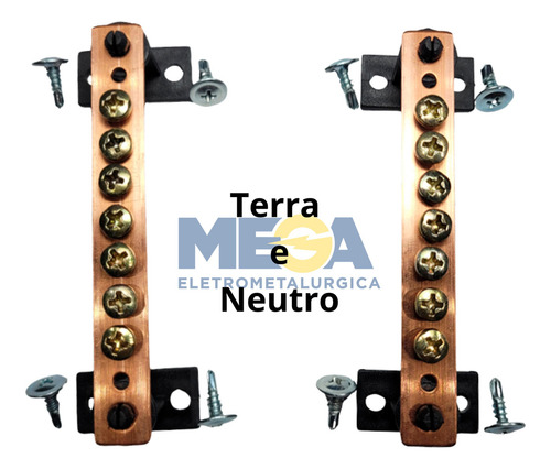 Kit Barramento Completo Bifásico 100a P/32 Circuitos Din Cor Cobre
