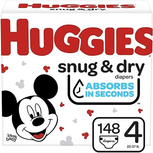 Huggies Snug  Dry Pañales Para Bebés, Tamaño 4, 148 Ct