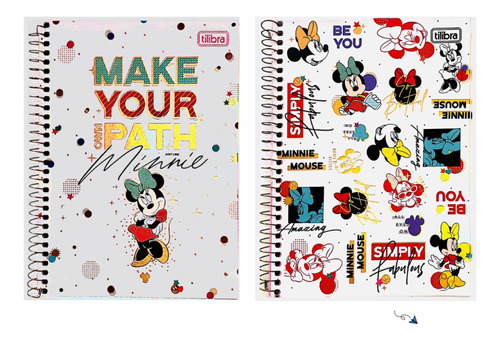 Cuaderno Tapa Dura Tilibra Minnie Mouse + Stickers Unidad