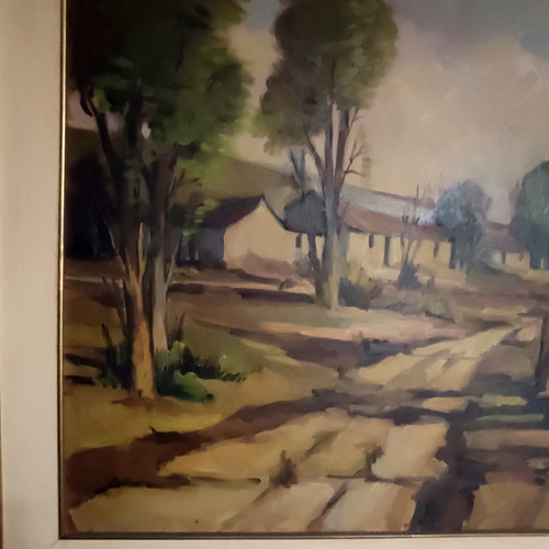 Cristina Guasque Cuadro Pintura Oleo Ranchos Arboles (Usado)