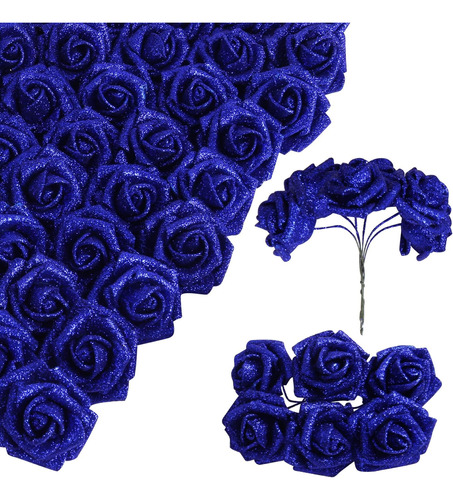 Flores Con Purpurina, Insunsix 60 Rosas Con Purpurina Azul R