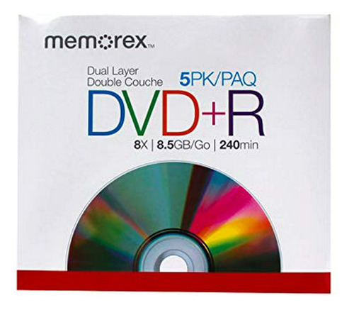 Capa Memorex 8.5gb 8x Dvd + R Doble (paquete De 5).