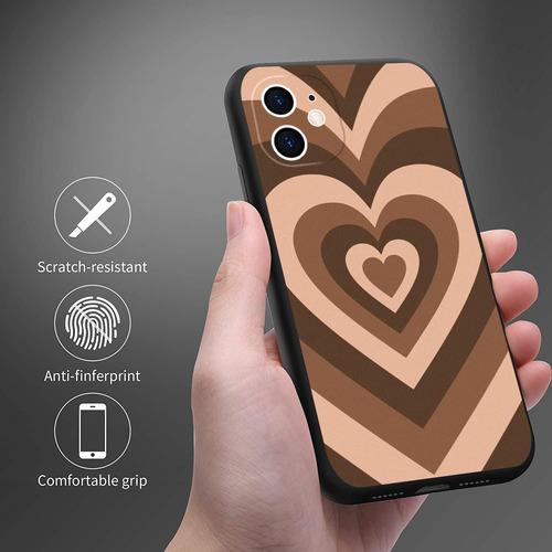 Case Duoqlian iPhone 12, Corazón Marrón Para iPhone 12 Case