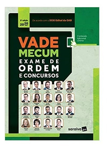 Vade Mecum Exame De Ordem E Concursos - 2 ª Edição - 2020, De Alysson Rachid; André Estefam; Flávio Martins. Editora Saraiva Em Português