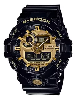 Reloj Casio G-shock Original Ga-710gb-1a Ghiberti Color De La Correa Negro Color Del Bisel Negro Color Del Fondo Dorado