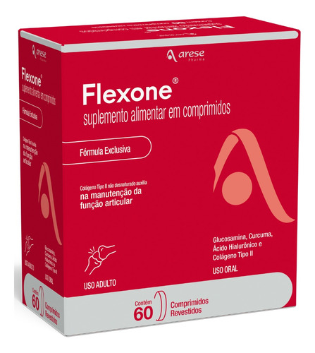 Flexone 60cp - Arese + 16cp Articulação Ombro Joelho Sabor Sem Sabor