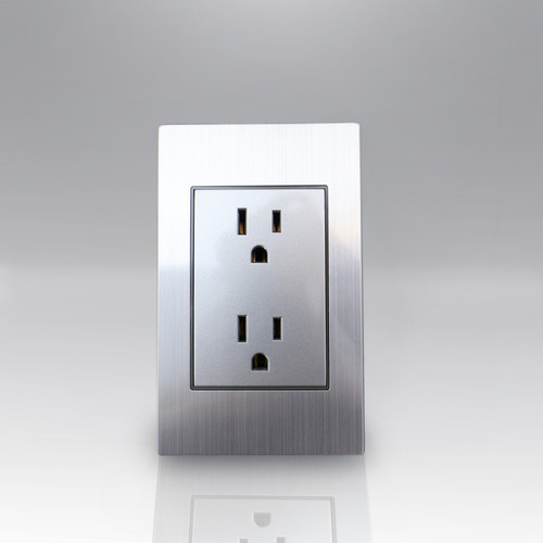 Placa Contacto Doble 90-277v Gris X10 Color Plateado