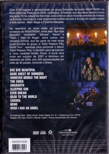 Imagem 1 de 2 de Dvd Nightwish - Rock Werchter Festival 2008 -novo-lacrado