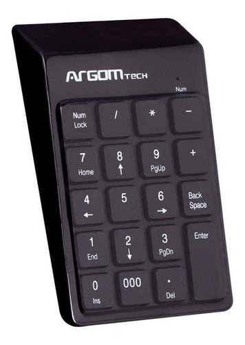 Teclado Numérico Argom Alámbrico Retractil Usb - Arg-kb-1076 Color del teclado Negro