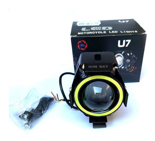 Imagen 7 de 9 de Par De Faro Auxiliar U7 Led Para Moto-cuatri Con Ojo Angel