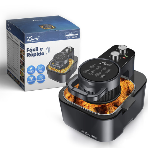 Fritadeira Sem Óleo Eletrica Air Fryer 8l 1800w 127v Lumi