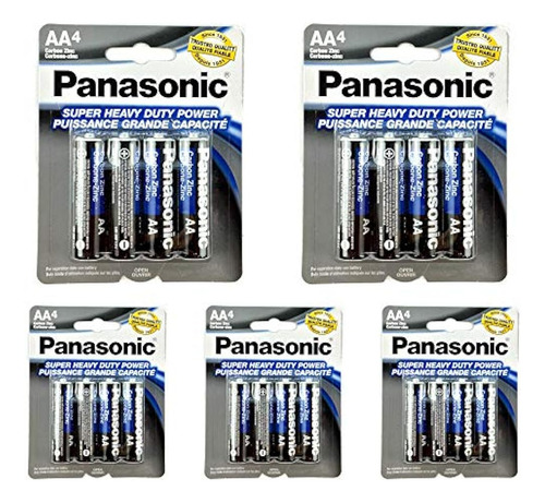 20 Pilas Panasonic Aa, Superresistentes, Potencia De Carbono