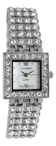 Reloj Jacques Laurent De 4 Filas Con Tachuelas De Cristal, E