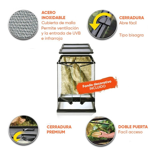 Imagen 3 de 10 de Terrario Reptiles Iguana Exo Terra Medium Tall 60x45x90