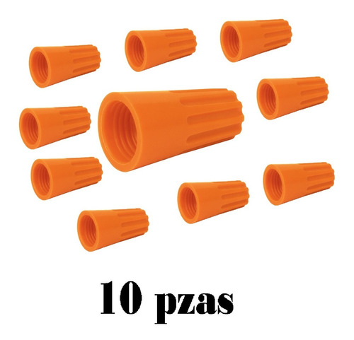 10 Piezas Capuchon Rosca Interna Para Empalme 8 Awg Naranja