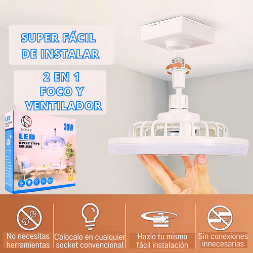 Ventilador de techo Dosyu DY-FL02-CV con 5 palas de Plástico color blanco estructura color blanco, 25cm de diámetro 50 Hz/60 Hz