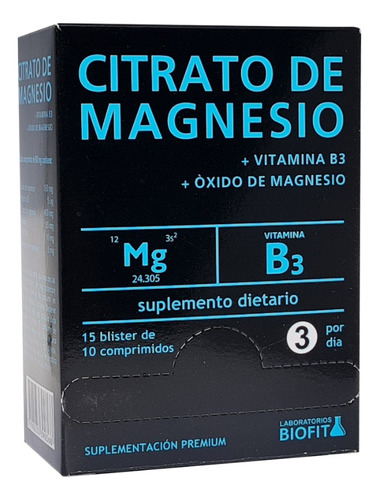 Citrato De Magnesio Biofit 150 Comp Óxido De Magnesio B3