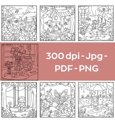 Set Imagenes Pdf Libro Para Descargar Y Colorear Primavera