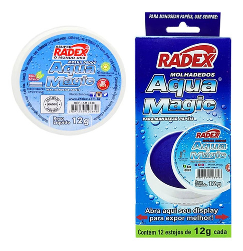 Molha Dedo Creme Radex Aqua Magic 12g Cx Com 12 Stars