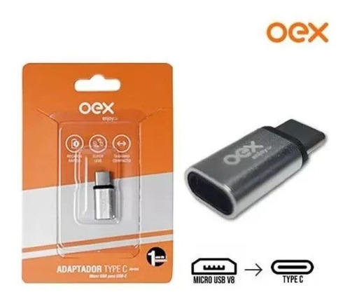 Adaptador Micro Usb Type C Oex Para Usb-c Ad-202 Cor Prateado