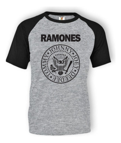 Remera Gris Ranglan Sublimada Personalizada Ramones