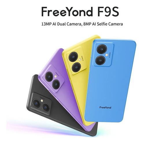 Celulares Android Freeyond F9s - Smartphone Quad-core 3gb Ram 128gb Rom Con Cámara 13mp Android 13 Negro / Azul