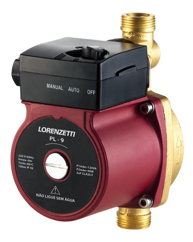 Pressurizador De Água Pl9 120w 9mca Lorenzetti 110v