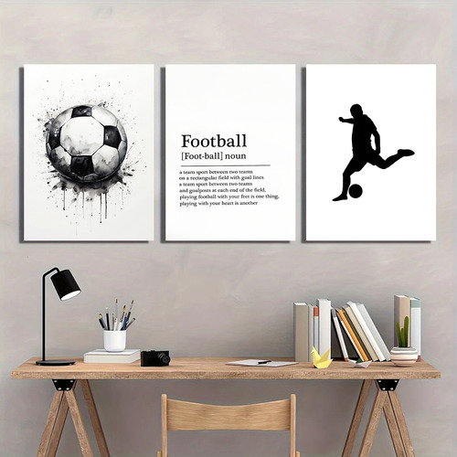 Póster De Fútbol, Regalo De Fútbol, Lienzo, 3 Piezas, Decora