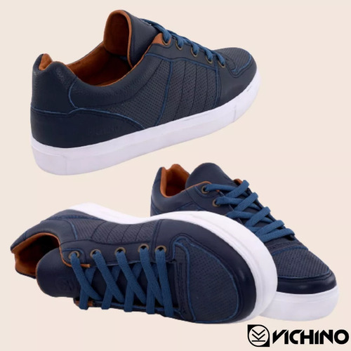Zapatilla Urbana Hombre Cuero- Novi Azul Vichino