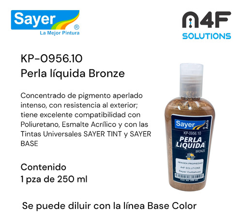 Perla Líquida Sayer Automotiva Kp-0956 Bronze Aperlado 250ml