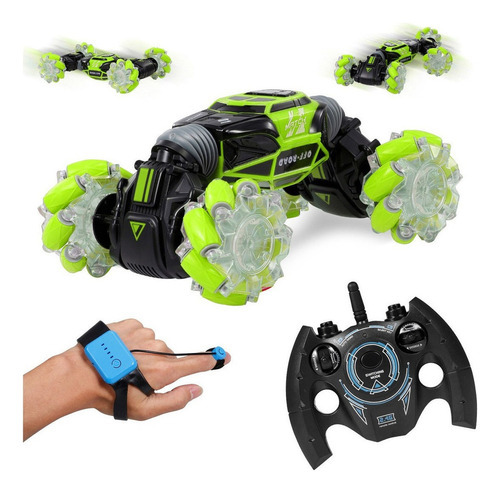 Reloj Rc Stunt Car 4wd Sensor Control Deformable Color Verde