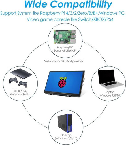 Hmtech Pantalla Raspberry Pi De 7 Pulgadas 800x480 Hdmi Moni