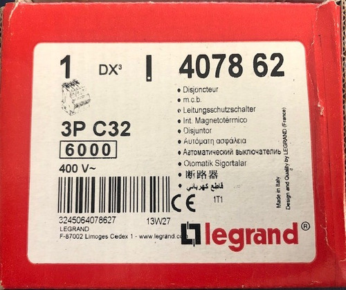 Interruptor Termomagnético Legrand Dx3 3x32a Curva C 6ka